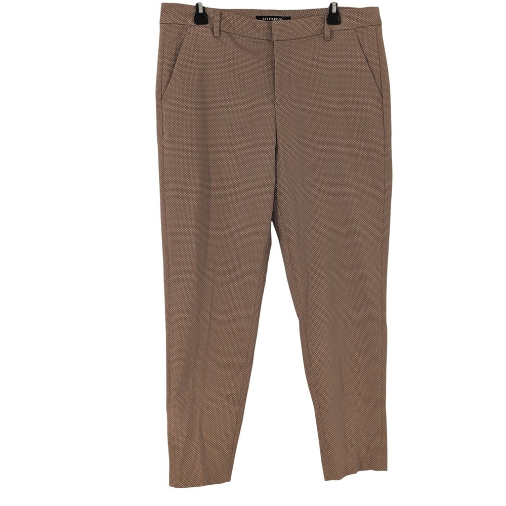 Liverpool Los Angeles Tan Geometric Print Tapered‎ Trousers Mens Size 14/32
